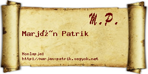 Marján Patrik névjegykártya