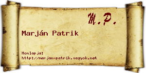 Marján Patrik névjegykártya